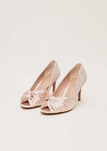 Phase Eight Satin Twist Peeptoe Heels Cream Canada | QLMRDS-826